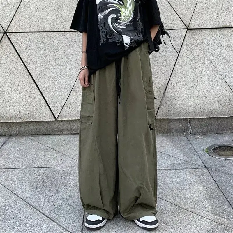 Vibe Full Length Winter Autumn Men Pants Wide Leg Cargo Baggy Loose Trousers Male Korean Distressed Retro Loser Safari Pants
