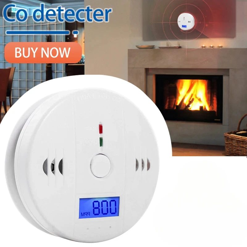 Carbon Monoxide Detector PPM LCD Display Warning Alarm Wireless CO Leak Detector Fire 85dB Sound Alarm Smart Home Protection