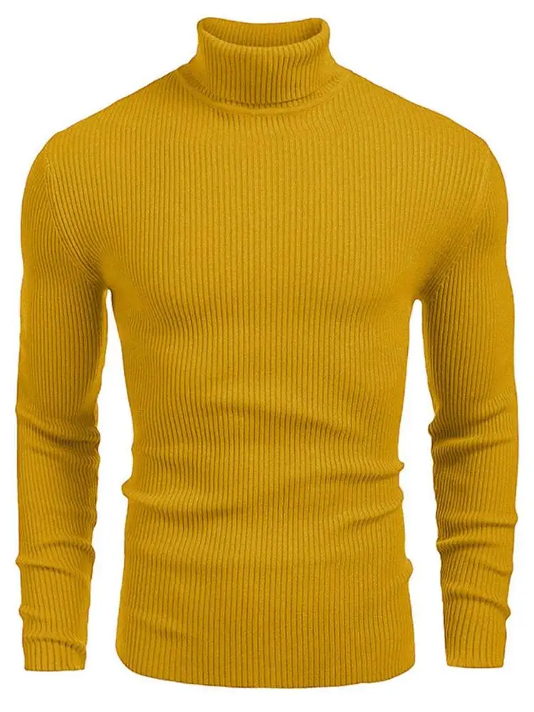 Men's Knitwear 2023 Autumn And Winter New Solid Color Slim-Fit High-Neck Neutral Casual Plus-Size Top