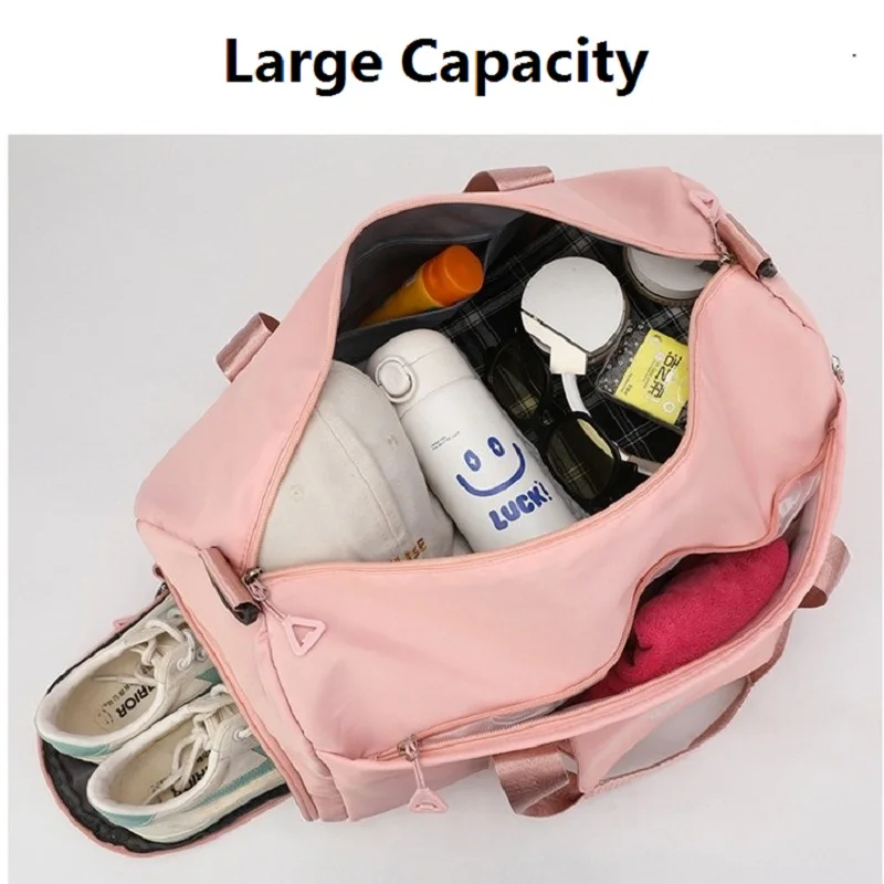 Bolsa de gimnasio portátil para mujer, bolsa de lona deportiva, bolsa de  equipaje para entrenamiento al aire libre, color rosa Cola Bolsa de Yoga