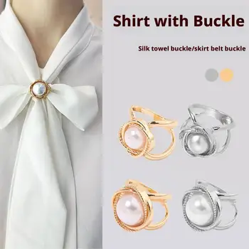 Alternative view of 1/4pc Scarf Buckle Clips Coat Belt Buckle Female Fashion Trench Belt Holder Multifunction Silk Scarf Decorative Camellia Buckle