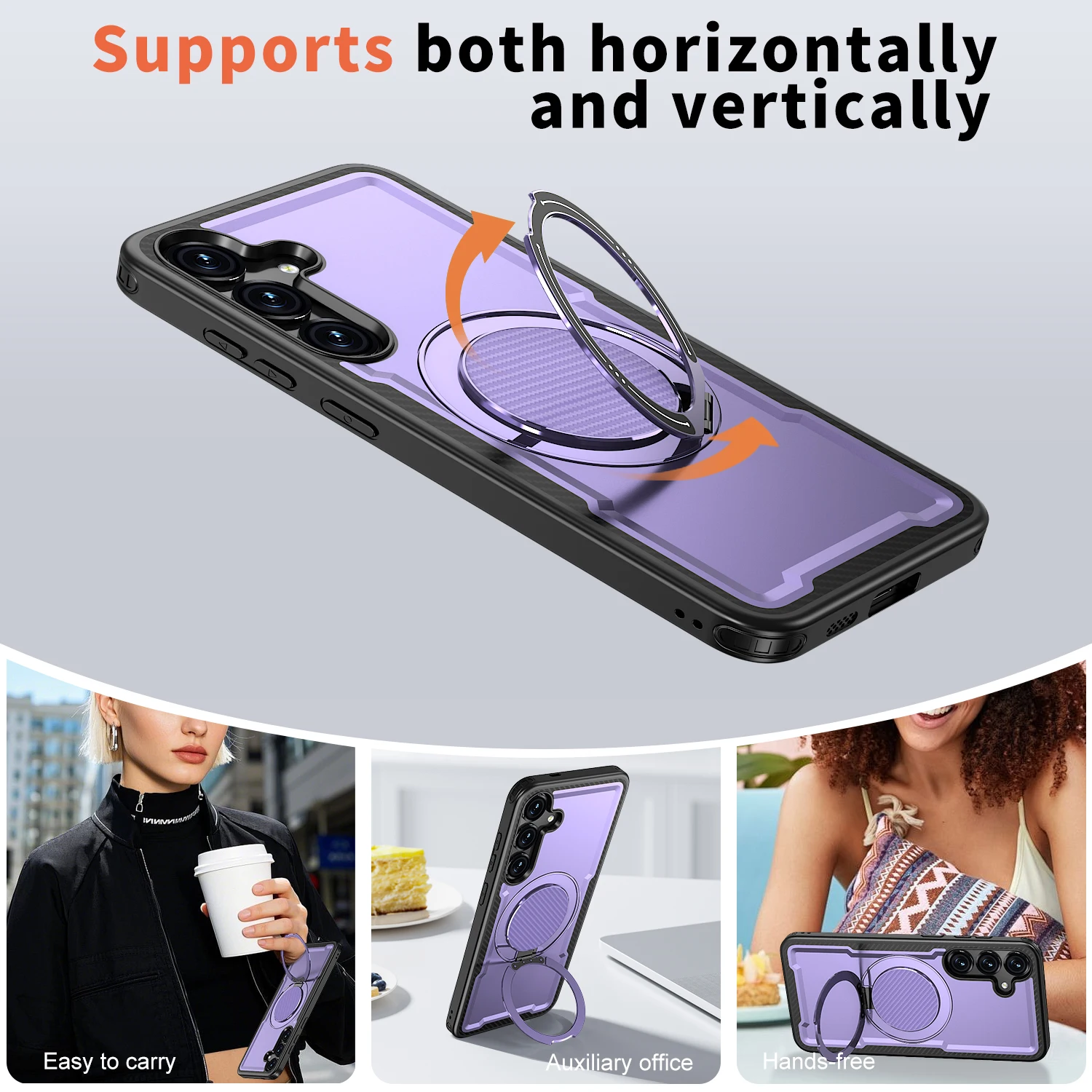 360° Rotating Magnetic TPU Phone Case with Shockproof Kickstand and Slim Design