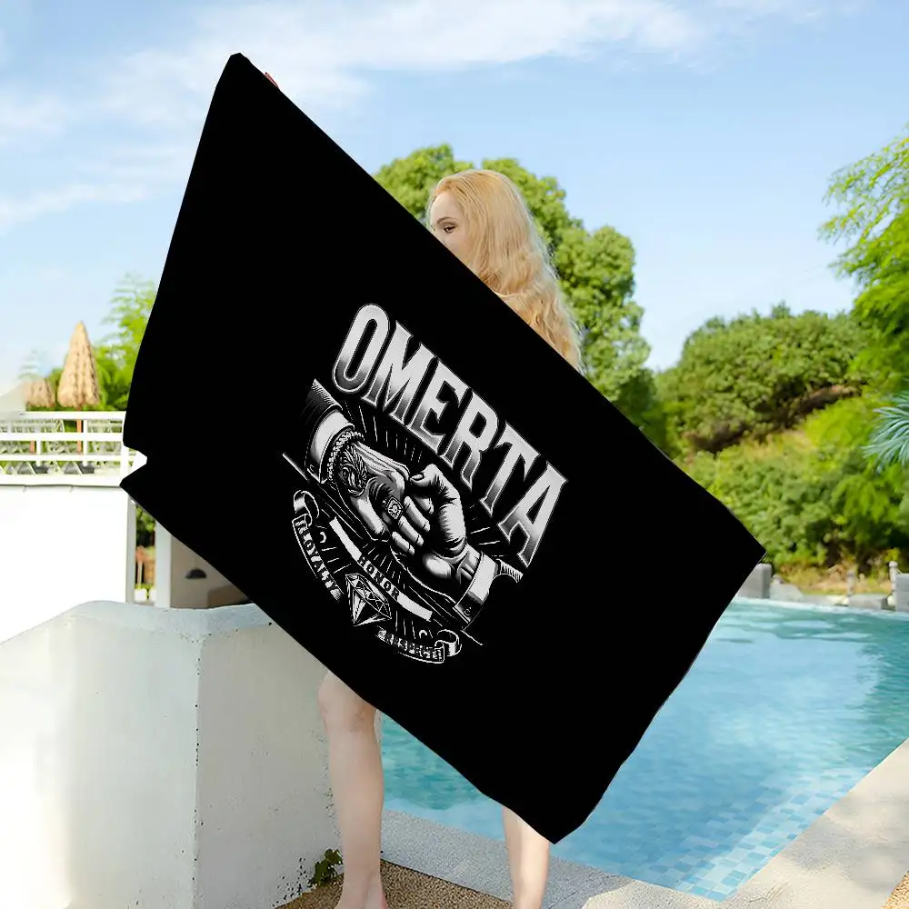 O-Omerta S-Store Logo Microfiber Beach Towel Absorbent Quick Dry Soft Yoga Swimming Resort Mountain Climbing Towel