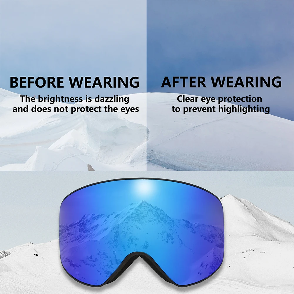 BRAND Winter Sports Ski Goggles UV400 Protection Ski Mask Male Female Anti-Fog Big Face Snow Glasses Skiing Snowboard Eyewear 5
