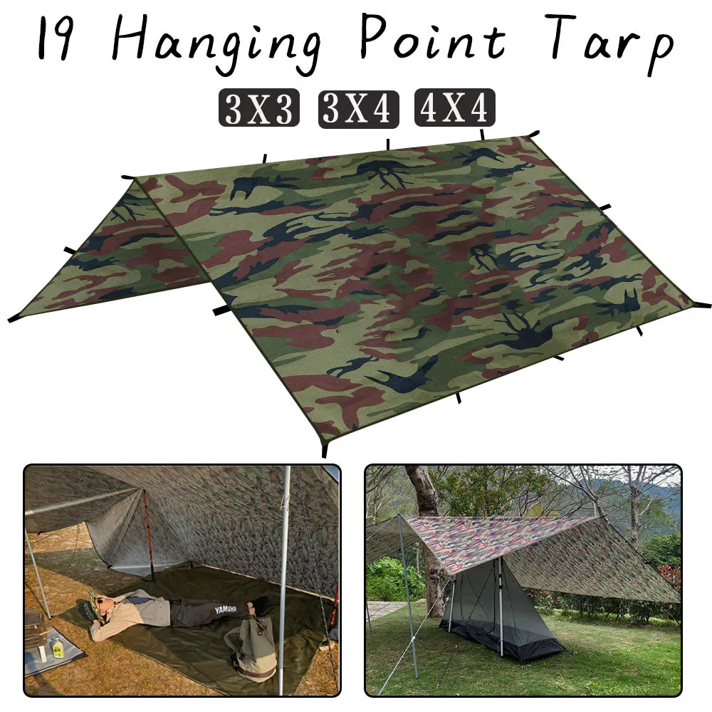 Camping 19 Hanging Points Tent Tarp Survival Sun Shelter Shade Canopy