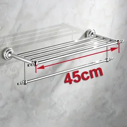 Elegant Wall - Mounted Towel Rack and Bathroom Accessories Set - Ceramic and Stainless Steel Bath Hardware with Chrome Finish and Toilet Brush Holder (45cm Towel Rack)