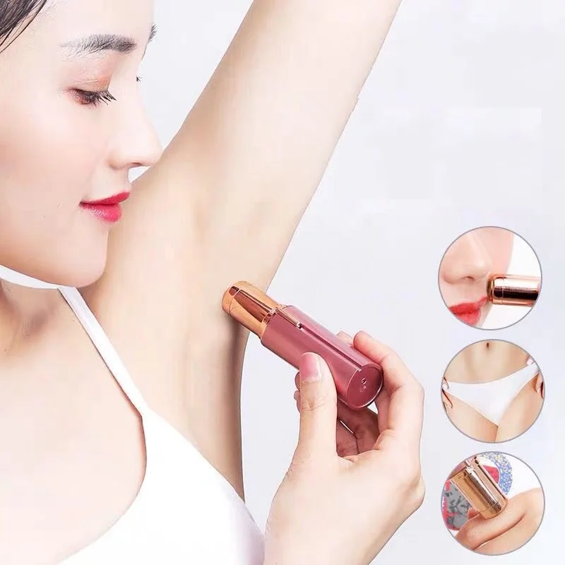 Portable Mini Lipstick Shape Electric Epilator USB Charging Painless Women Shaver Trimmer Body Face Bikini Underarm Hair Removal 2