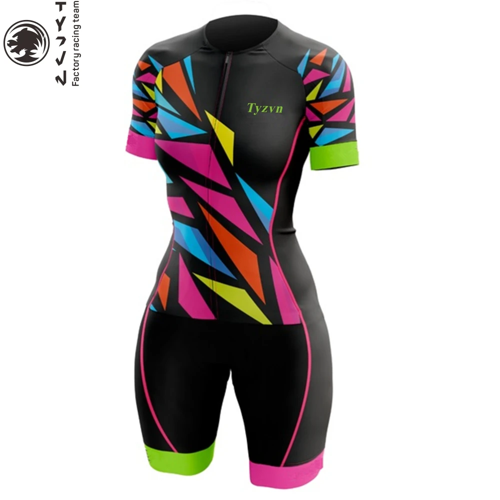 

TYZVN cycling clothing summer women bike skinsuit roupas de ciclismo bicycle jersey jumpsuit short sleeves triathlon road suit
