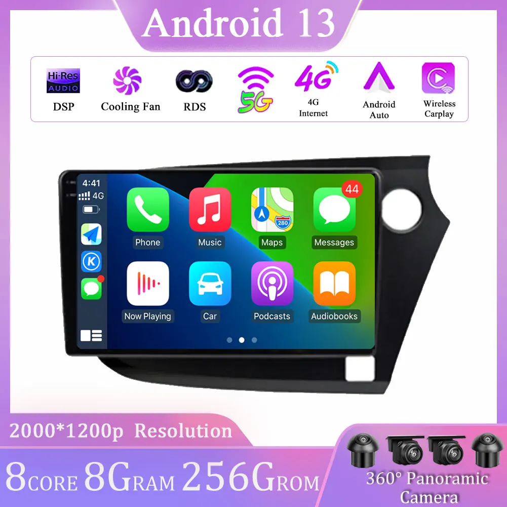 

For Honda Insight 2 RHD 2009 - 2014 Car Radio Multimedia Player Navigation GPS Carplay 4G WIFI 9"Android 13