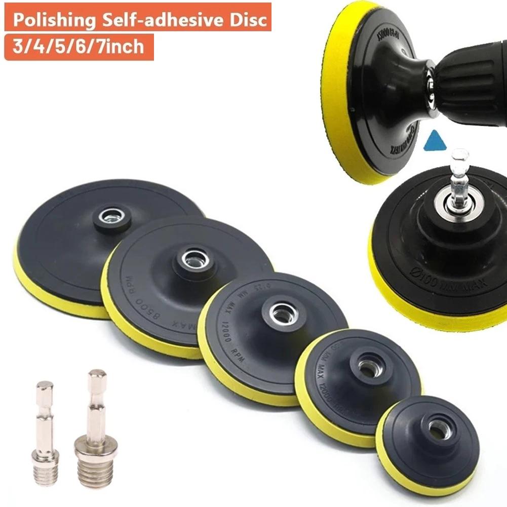 

3-7 Inch Sanding Disc Backing Pads With 10/14mm Drill Rod Self-adhesive Sander Pads Electric Polishing Machine Accessories