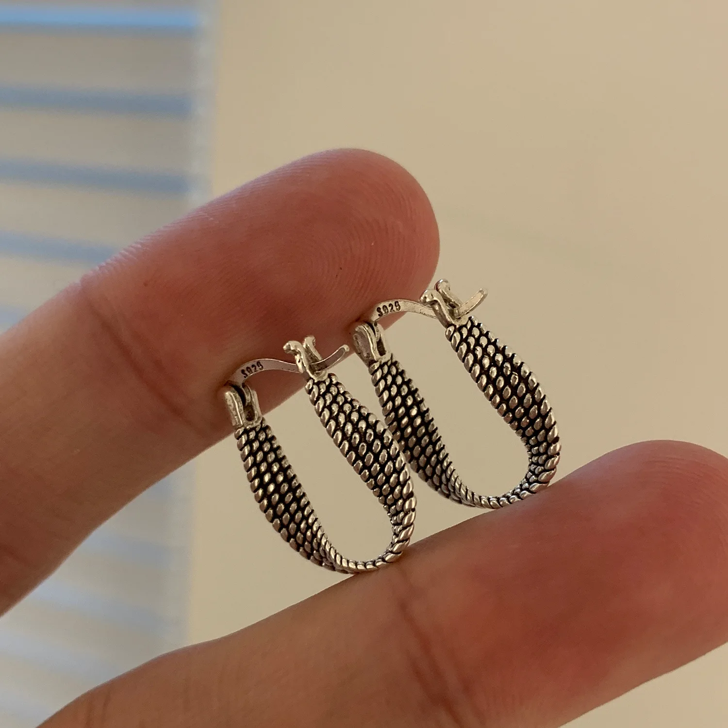 Oversize Geometric Drop Earrings - Image 4