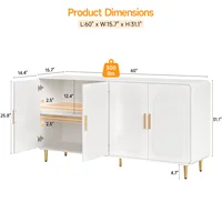 60" Sideboard Buffet Cabinet with Storage, Curved Design Cabinet with 4 Doors & Adjustable Shelves Modern Console Table 2