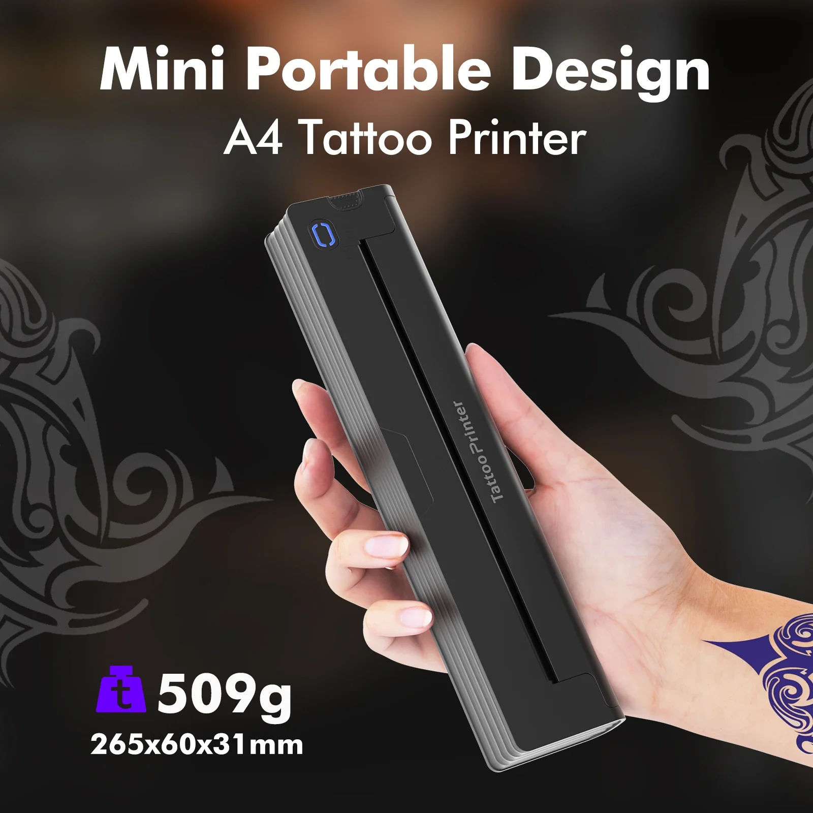 Mini Portable A4 Thermal Printer Multifunctional Tattoo Stencil Printer Bluetooth HD Printing Tattoo Machine A4 Paper Printer