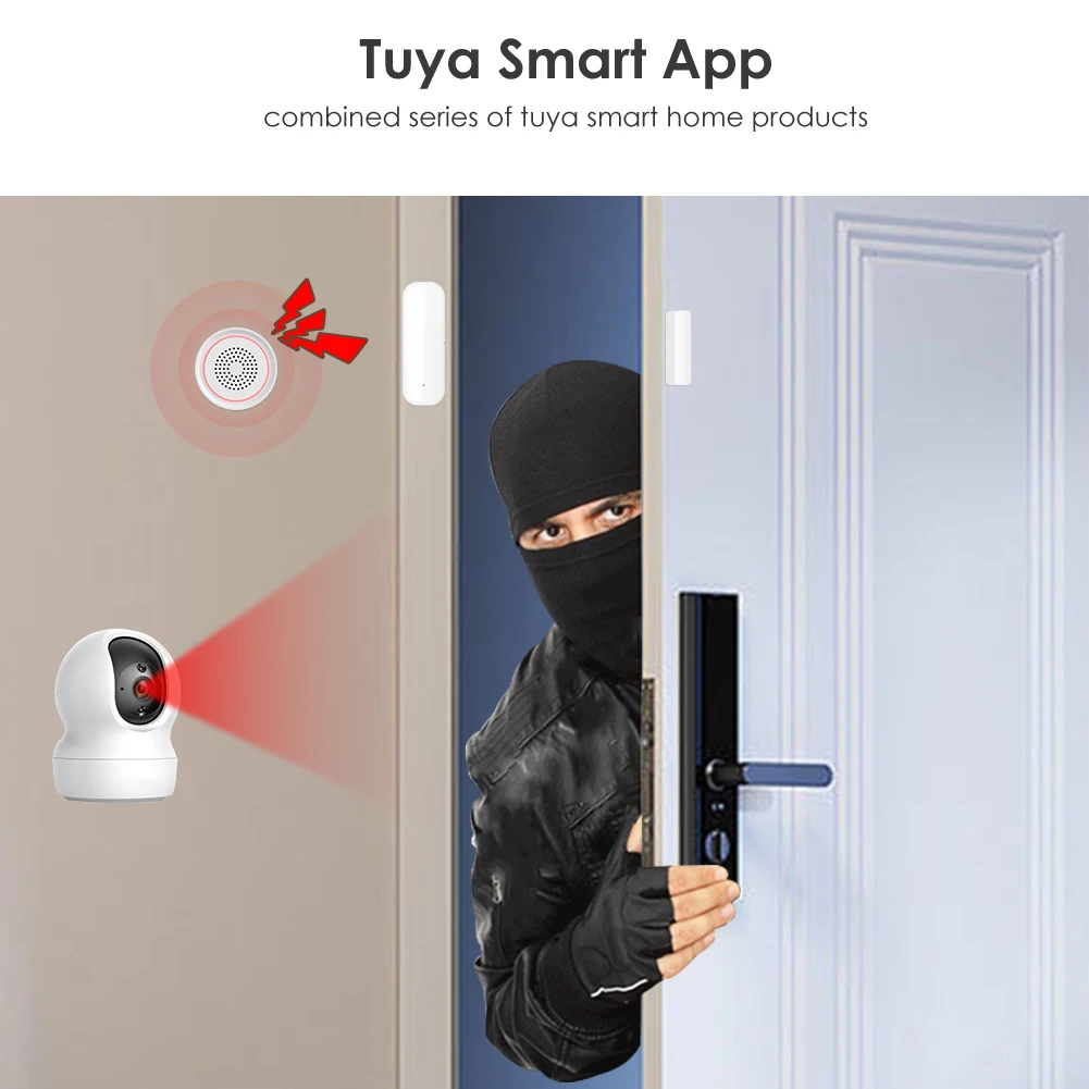 Tuya Zigbee And WiFi Door Window Sensor Garage Door Detector Smart Home Security Protection Works With Alexa Google Home