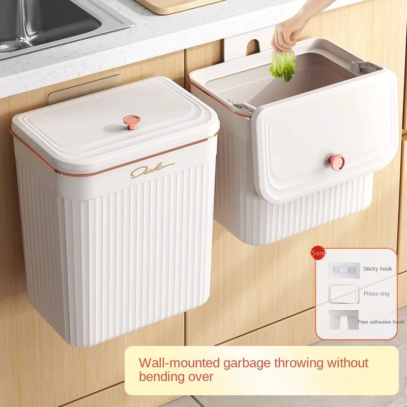 Pattumiera da cucina con coperchio, pattumiera sospesa, montaggio a parete, toilette, soggiorno, cestino base, secchio portaoggetti, rifiuti da cucina - immagine 3