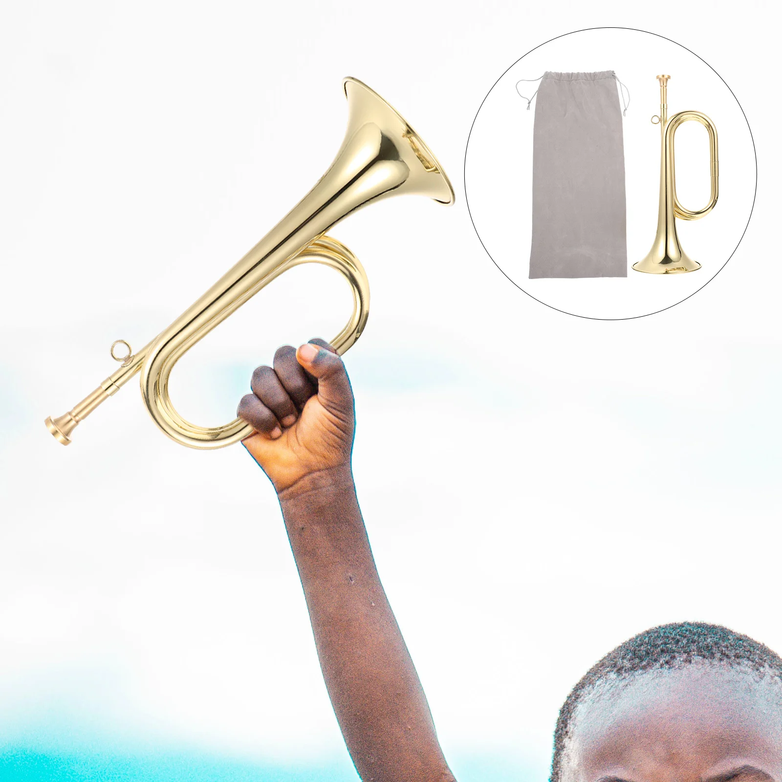 

Small Kids Instruments Trumpet Bugle Brass Golden Horn for School Band Orchestra Beginner Simple Student