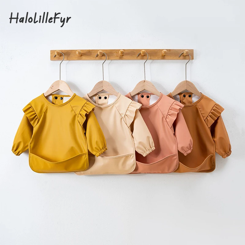 

Long Sleeved Baby Bibs Waterproof Painting Art Smock for Toddler Feeding Apron Children Printed Bib Burp Cloth Baby accessories