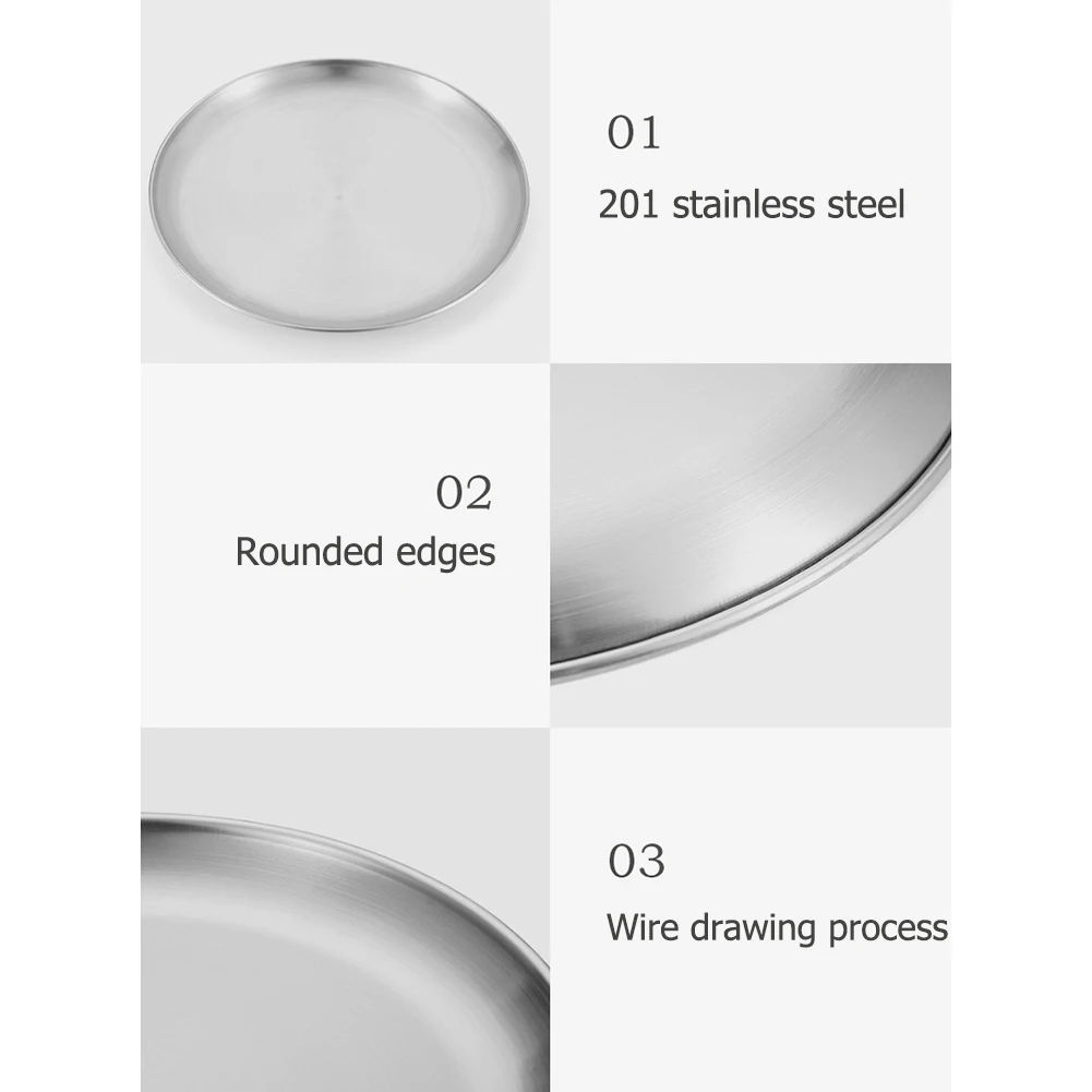 4/6PC Stainless Steel Tableware Set Heat-Resistant Dinner Dishes Feeding Serving Plates Kitchen Reusable Bowl for Camping Picnic