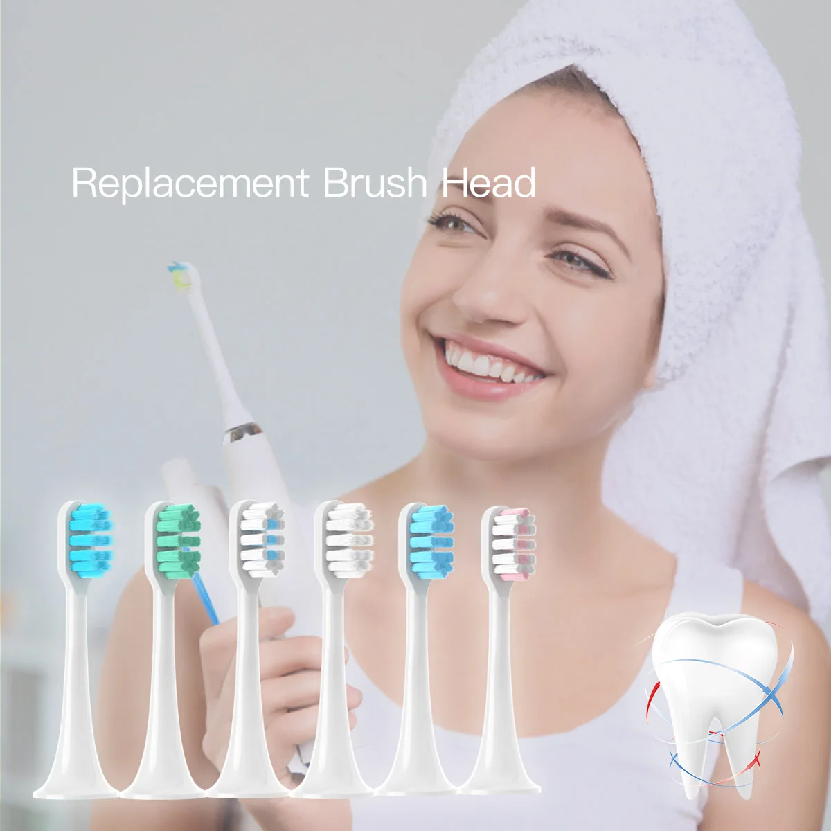 Toothbrush Heads 12PCS Replacement Brush Heads XIAOMI MIJIA T300/T500/T700 Sonic Electric Tooth Soft Bristle Caps Vacuum Package Nozzles