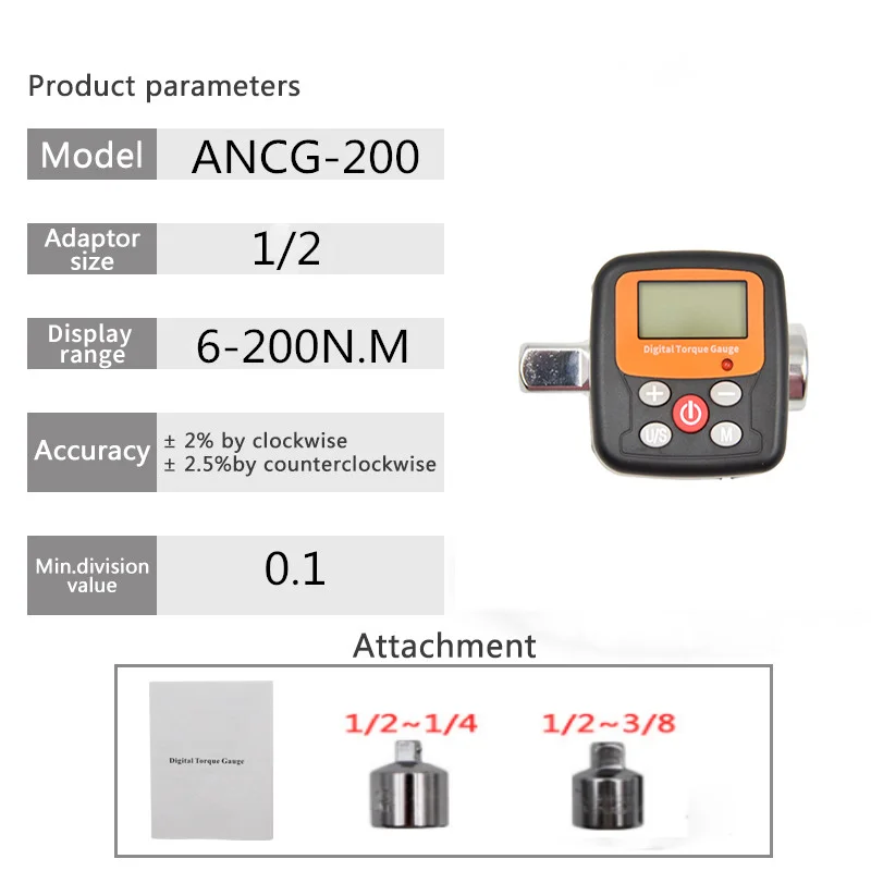 1/4" 3/8" 1/2 Company Direct Torque Wrench Tester Torque Adapter Digital Meter Adapters For Head Bike Car Repair Tools