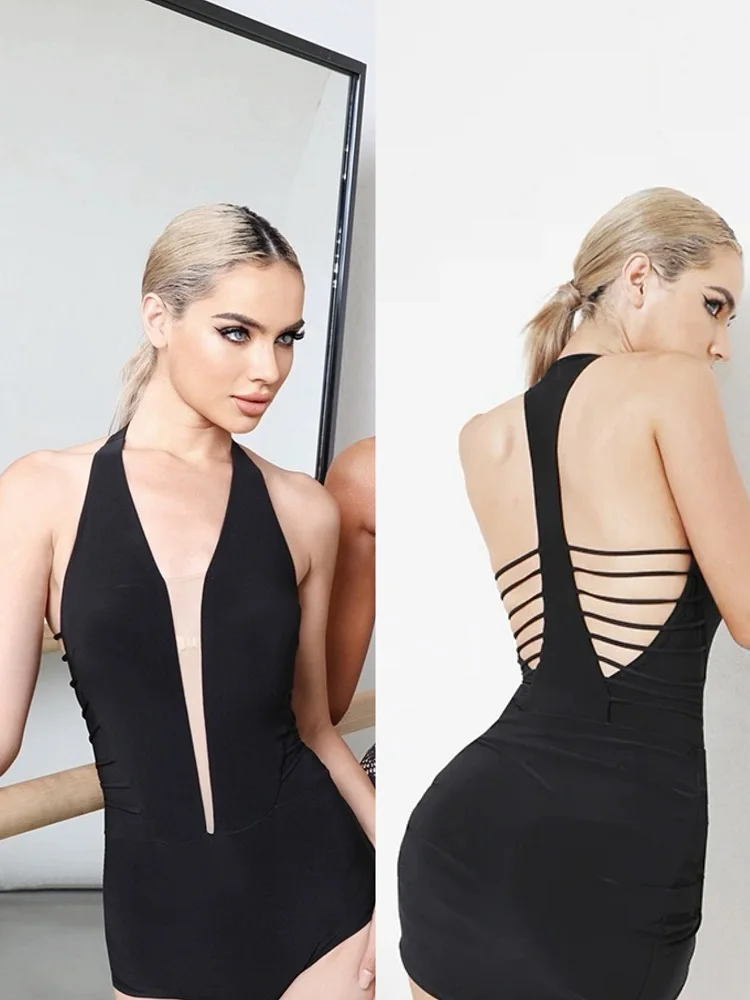 

Lady's Latin Dance Top Leotard with Slim Back Strap Sexy Back View Design ZYMdancestyle Twist Of Fate Body Suit #2139