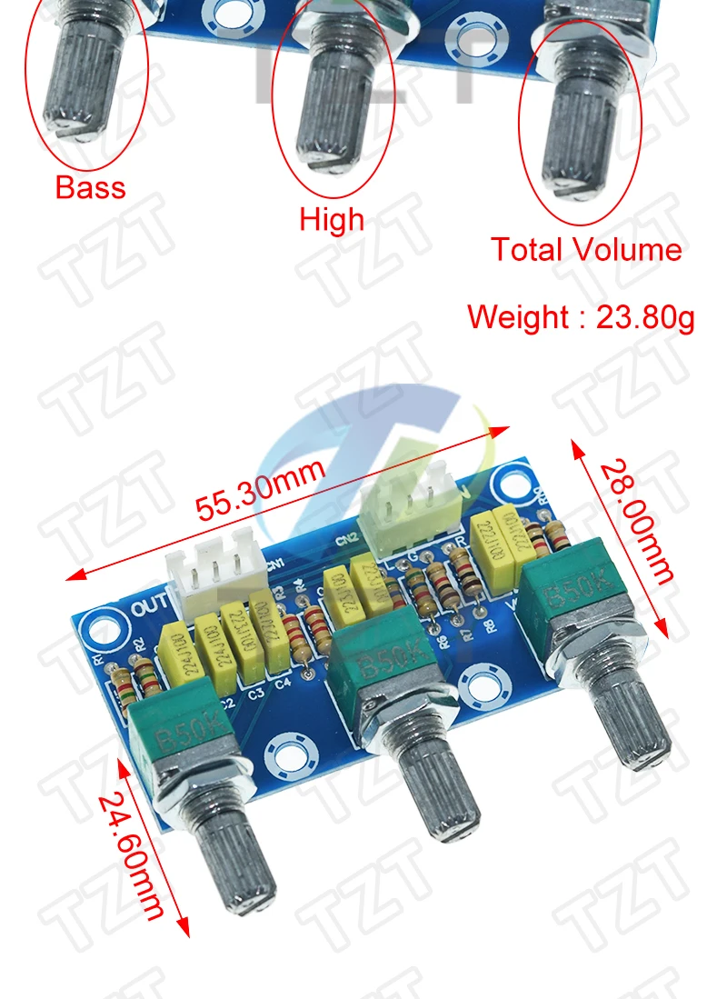 TZT 1/2/5PCS XH-M802 Verstärker Bord Hohe und Niederspannung Mixer Tone Board Lautstärkeregler Subwoofer PCB Einstellung Amplificador – Detail 2