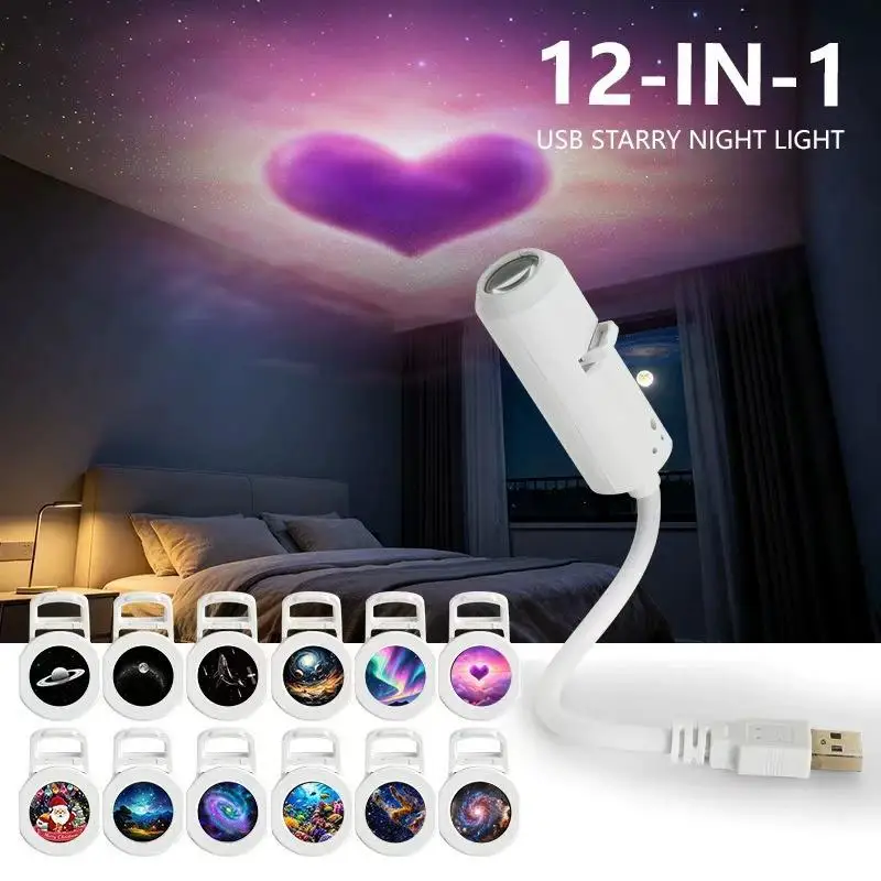 Starry Sky USB Projection Lamp with Multi-Pattern Slides