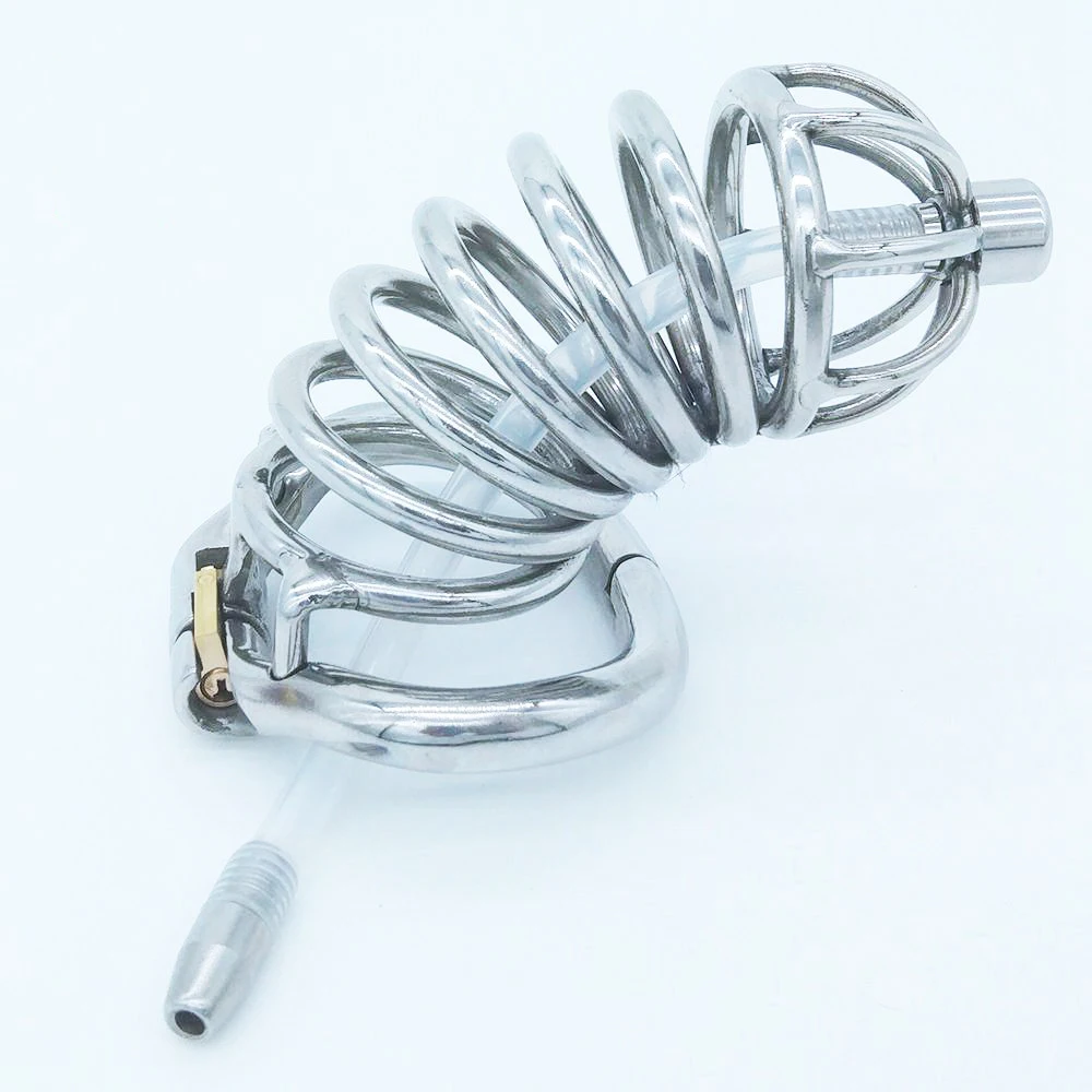 Male Chastity Device With Urethral Catheter Lock And Ring_voghion.com