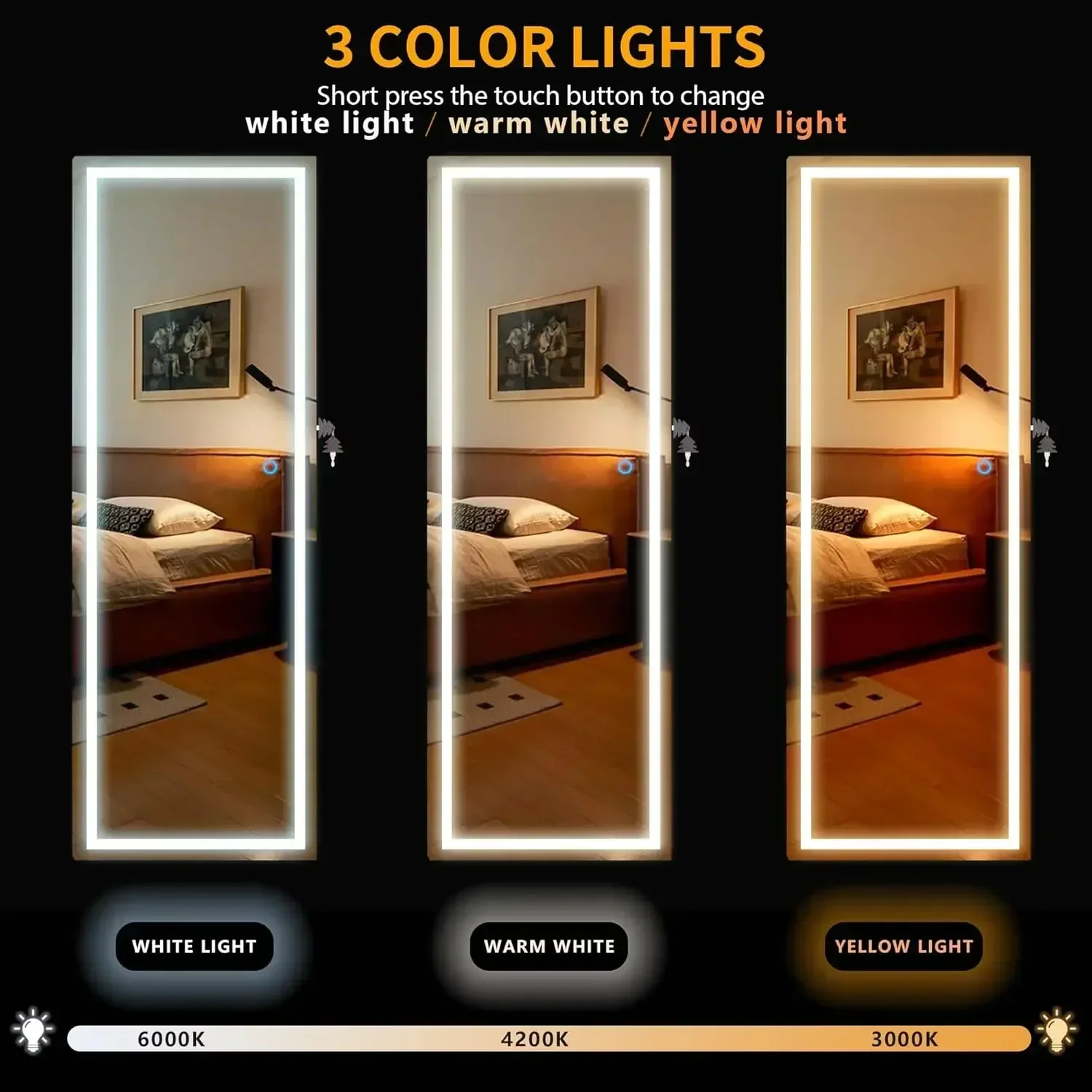 hot-Jewelry Mirror Cabinet, Wall/Door Mounted Full Length Mirror with Lights, Lockable Jewelry Storage Armoire Organizer