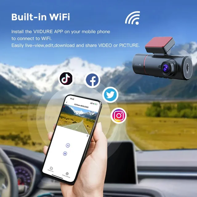 ANSVICAM 4K Dash Cam S330 Max Built-in GPS Wifi Camera Car DVR 3.16”Screen Night Vision 24H Parking Monitor Support Rear Cam 4