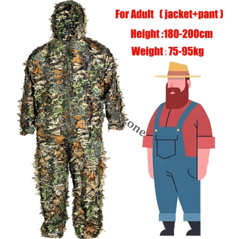 3D Hunting Clothes Sniper Airsoft Ghillie Suit Uniform Men Women Kids Outdoor Airsoft CS War Battle Clothing Paintball Jackets tactical suit ghillie suit combat uniform