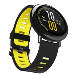 Premium 22mm Soft Silicone Smart Watch Band - Universal Fit Strap Bracelet - 22mm (Black inner yellow)