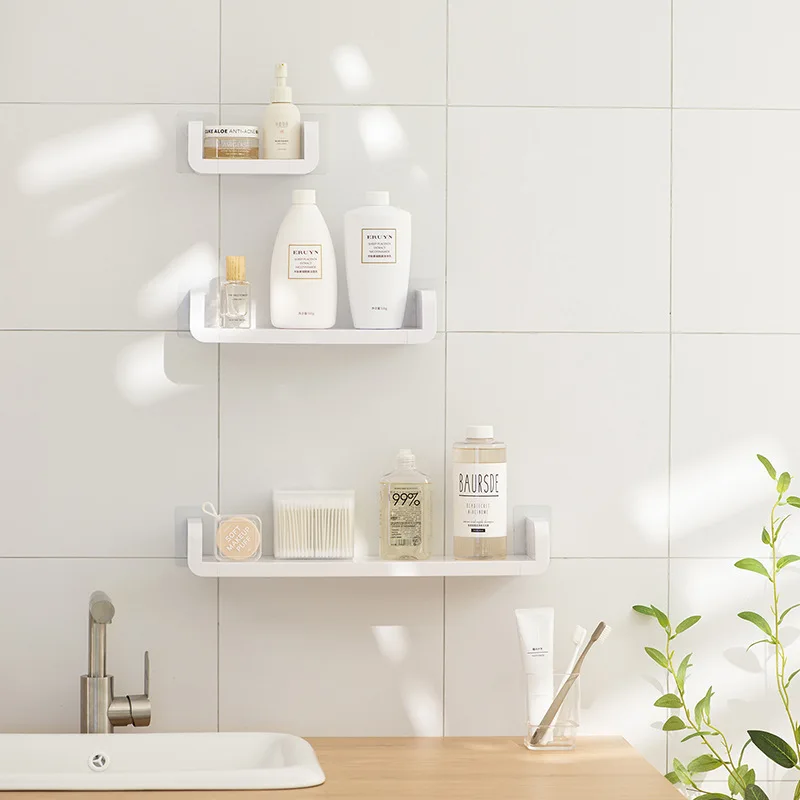 

3Pcs/set Wall Mounted Bathroom Skincare Shelving Set Waterproof Shower Toiletries Storage and Organizing Layer Shelf