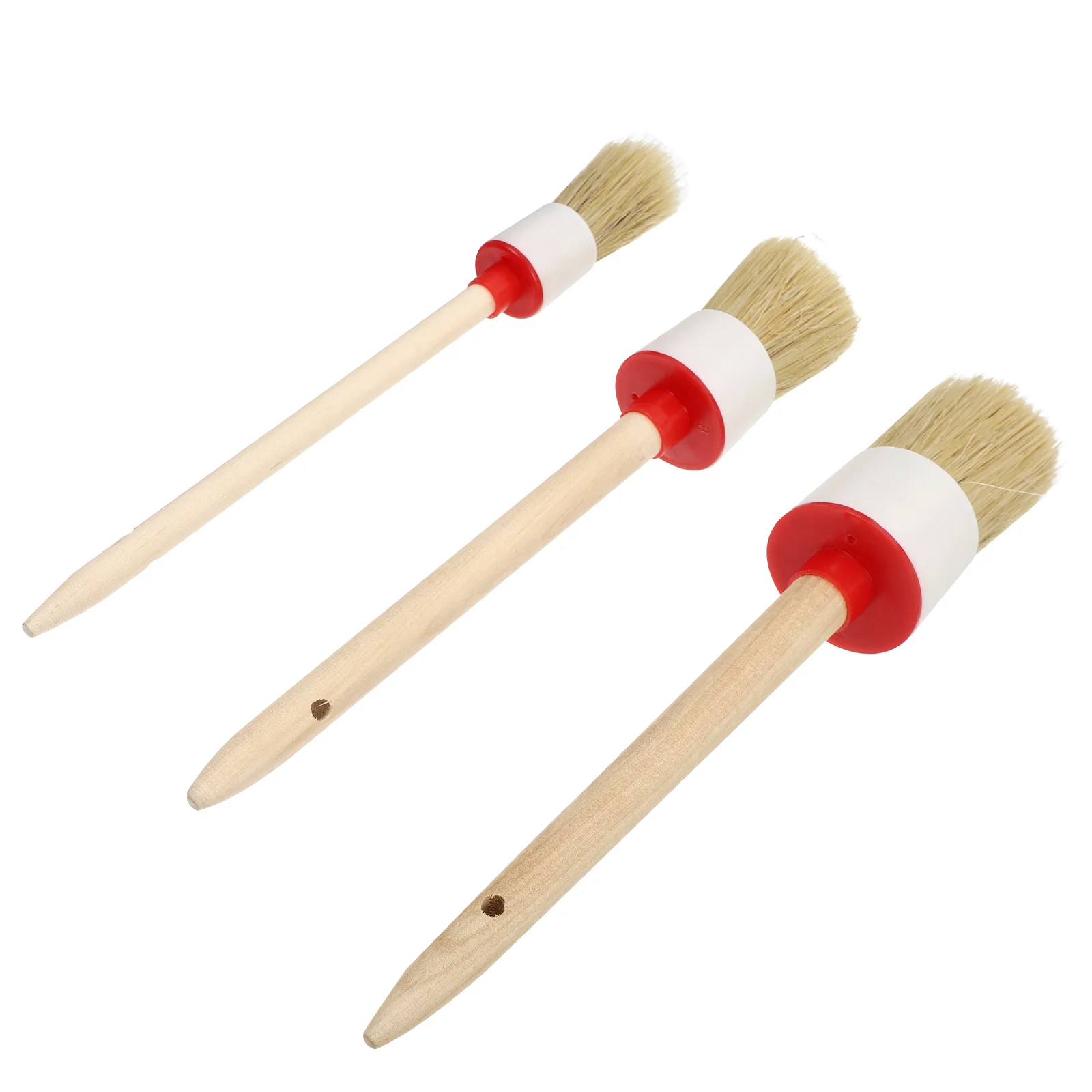 3 Pcs/set Car Detailing Brush Paint Varnishes Clean Oil Bristle Wood Handle Household