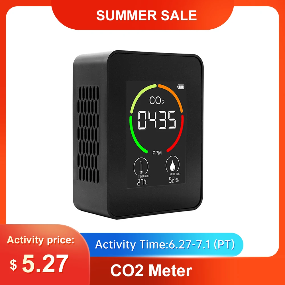 Indoor CO2 Sensor CO2 Meter Digital Air Detector Intelligent Air Quality Analyzer Pollution Monitor Gas Detector Medidor co2