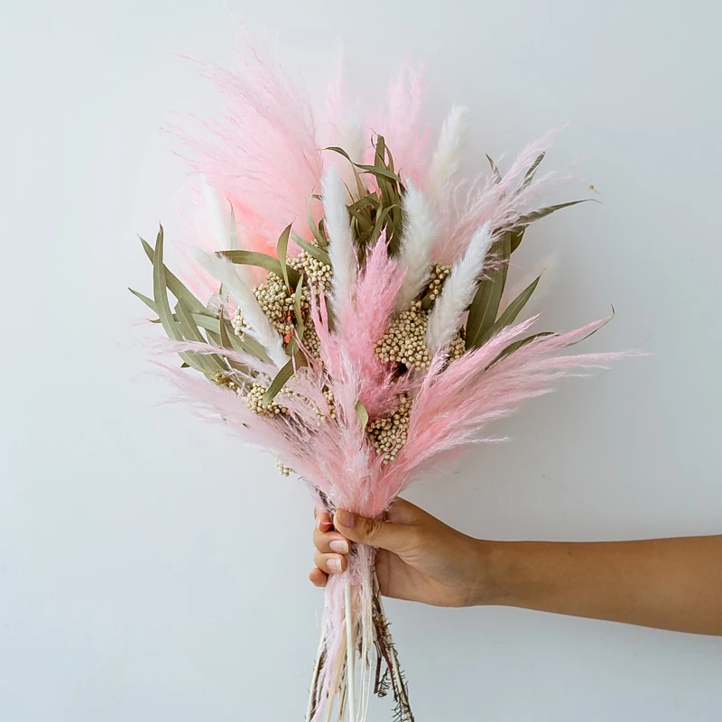 

1Set Wedding Pampas Grass Home Decor Feather Dried Flowers Bouquet Natural Plants Easter Christmas Decorations