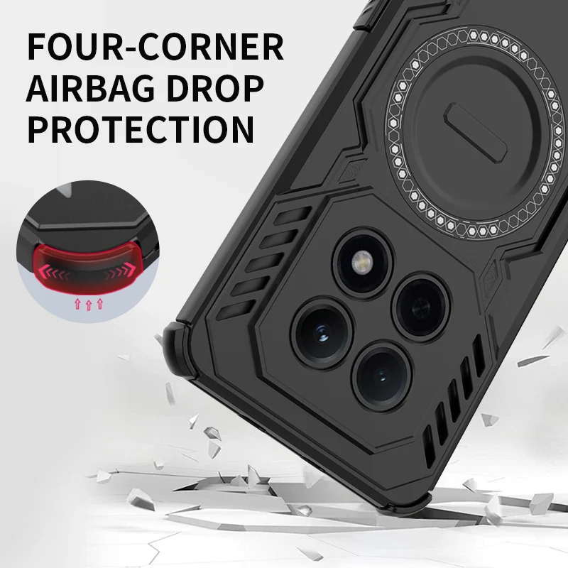 Hollow Vent Heat Dissipation Rugged Armor Shockproof Magnetic Phone Case