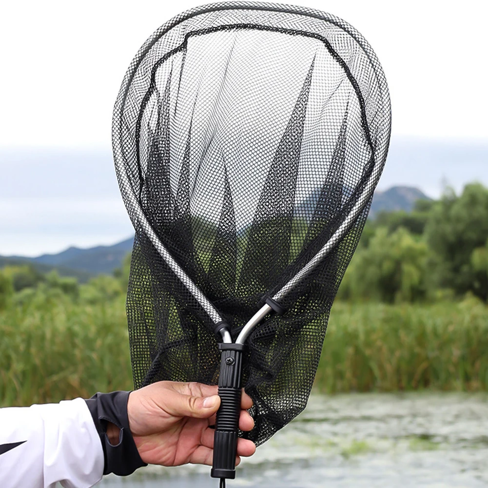 50cm Fishing Landing Net Aluminum Alloy Fishing Hand Net Portable Collapsible Retractable Fishing Net Foldable Fishing Tools