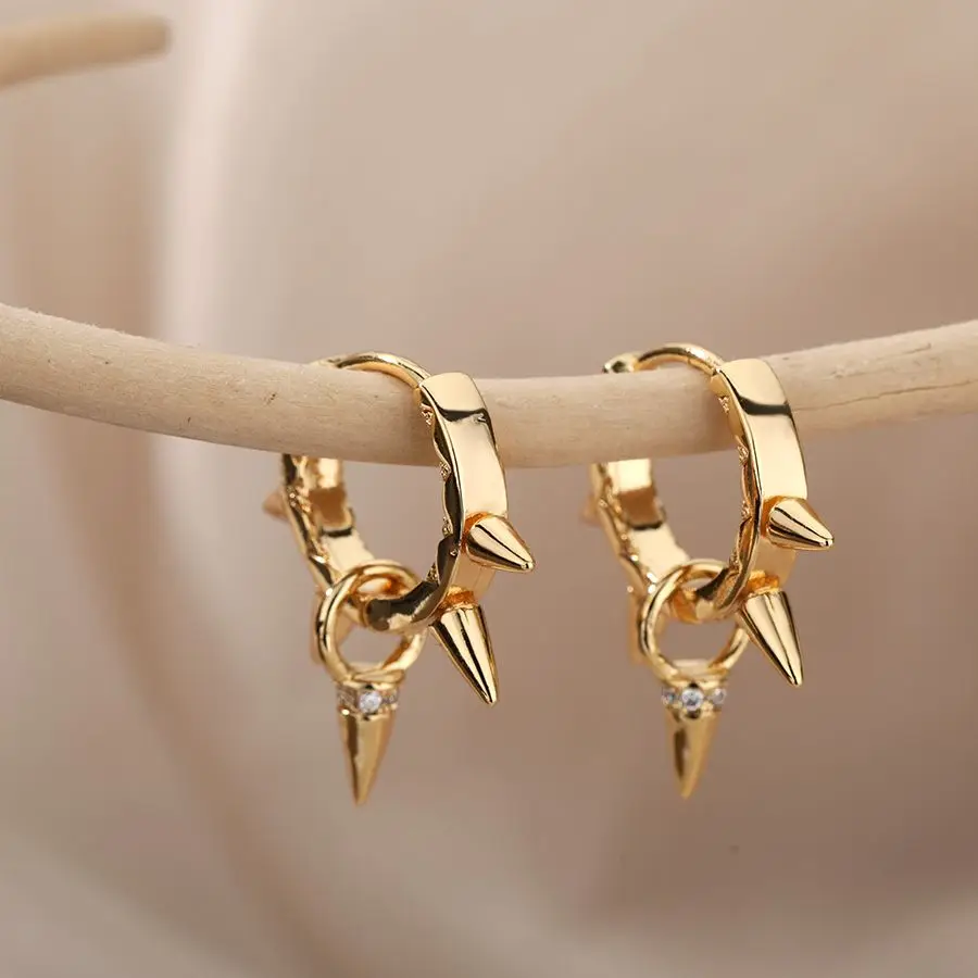 Aesthetic Stainless Steel Hoop Earrings For Women Gold Minimalist Heart Snake Flower Zircon Earring Korean Fashion Jewelry 2022