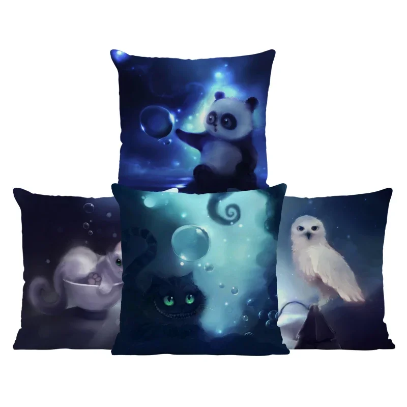 

Customizable Red Coastal Backyard Housewarming Gift Pillow Panda Cat Owl Cushion Animal Black Throw Pillow Cushion Cover