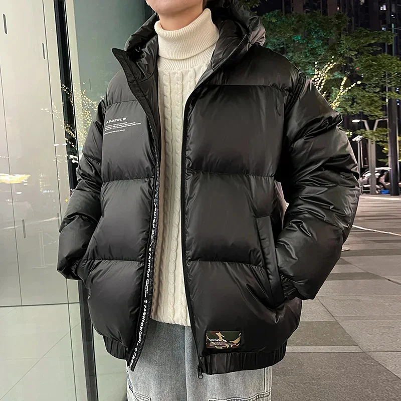 

2023 New Winter 90 White Duck Down Jacket Men Hooded Loose Bomber Thick Parkas Warm Casual Male Puffer Coat Streetwear