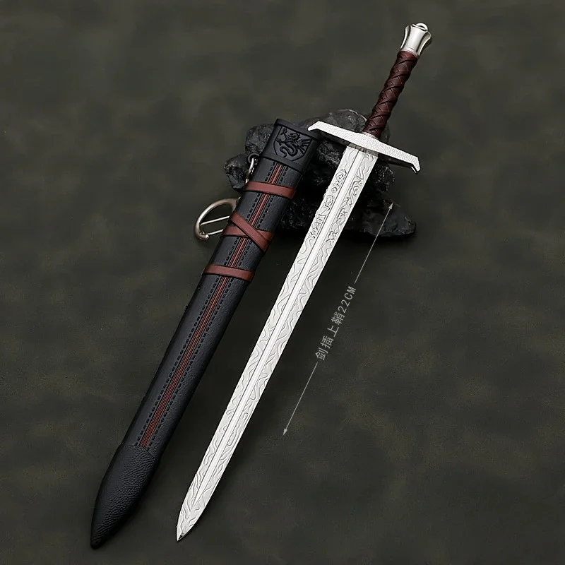 Cosplay Sword 22cm Medieval Arthur Pendragon Metal Katana Samurai Uncut Blade Model Accessories Keychain Gifts Boys