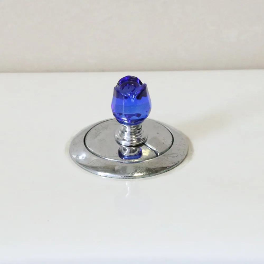 Colored Toilet Press Creative Nail Protector Crystal Toilet Button Universal Rose Water Tank Buttons Bathing Room Decor