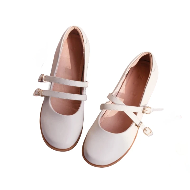 

Feminine Lolita Shoes Women Mary Janes Lolita Cute Anime Summer Casual Dresses Shoes Japanese Mori Girl Kawaii Genuine Leather