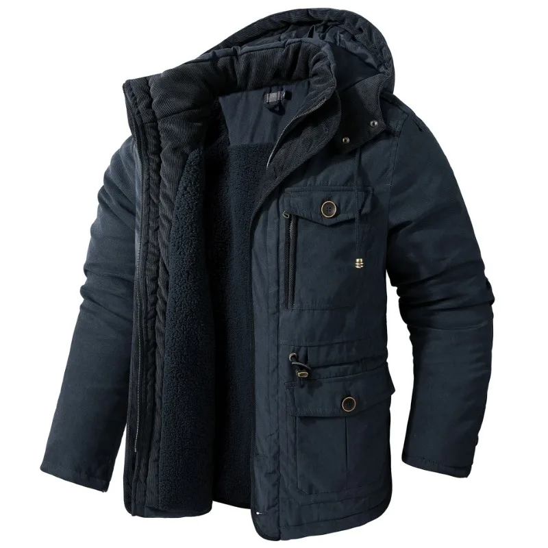 Men's Jacket, Cashmere Wool jacket, Military Outdoor Windproof Hooded Cotton Jacket, Men's Warm Winter Jacket