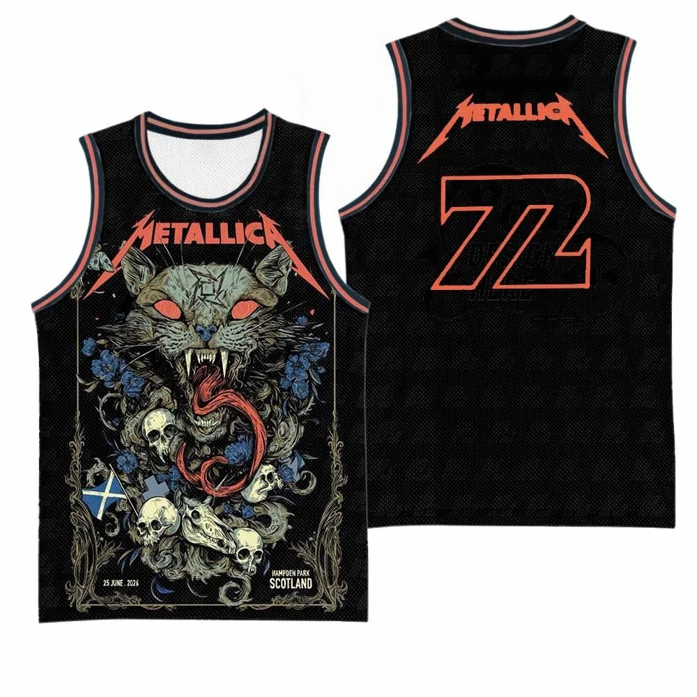 2026 Metallica M72 World Tour Basketballtrikot für Herren und Damen, Sommer-Sportweste, atmungsaktiv, schnelltrocknend, Familien- und Kinderbekleidung