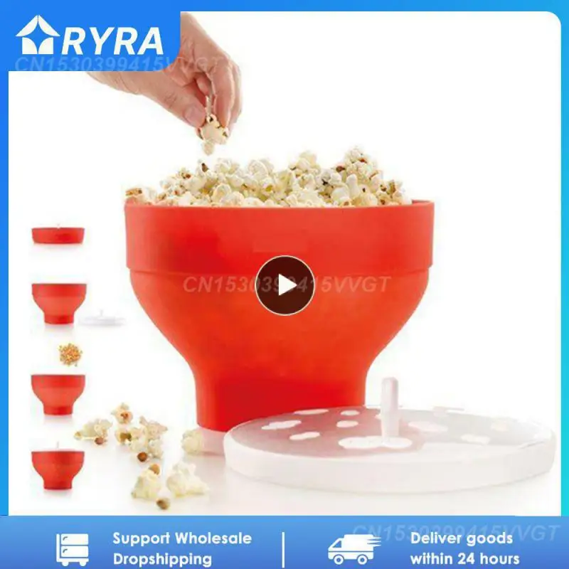 Ciotola Per Popcorn In Silicone Creativo Pieghevole Per La Casa Macchina Per Popcorn Per Microonde Con Coperchio Secchio Per Popcorn Da Forno