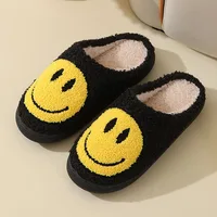Cute Smiles Women's Fluffy Slippers Winter Indoor Closed Toe Warm Couple Slippers Woman Non-slip Flat Heel Fur Home Slides Shoes 1