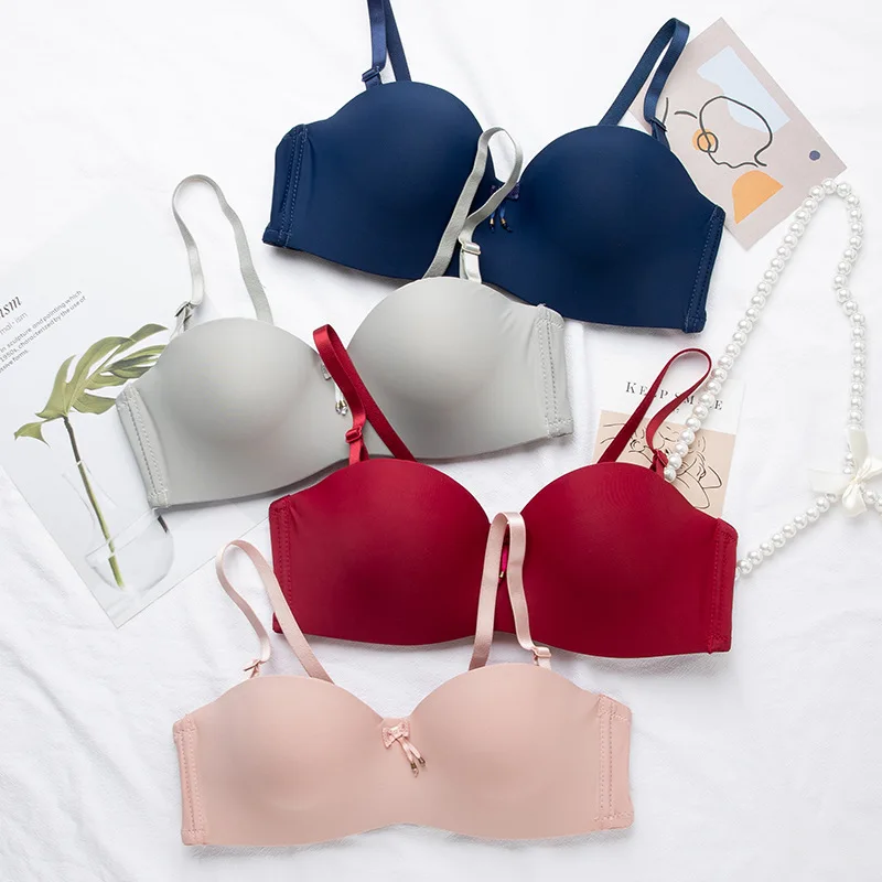

2022 Thin Girl's Underwear with Steel Rings Gathered on the Top, Breathable and Comfortable Japanese Simple Women's Bra