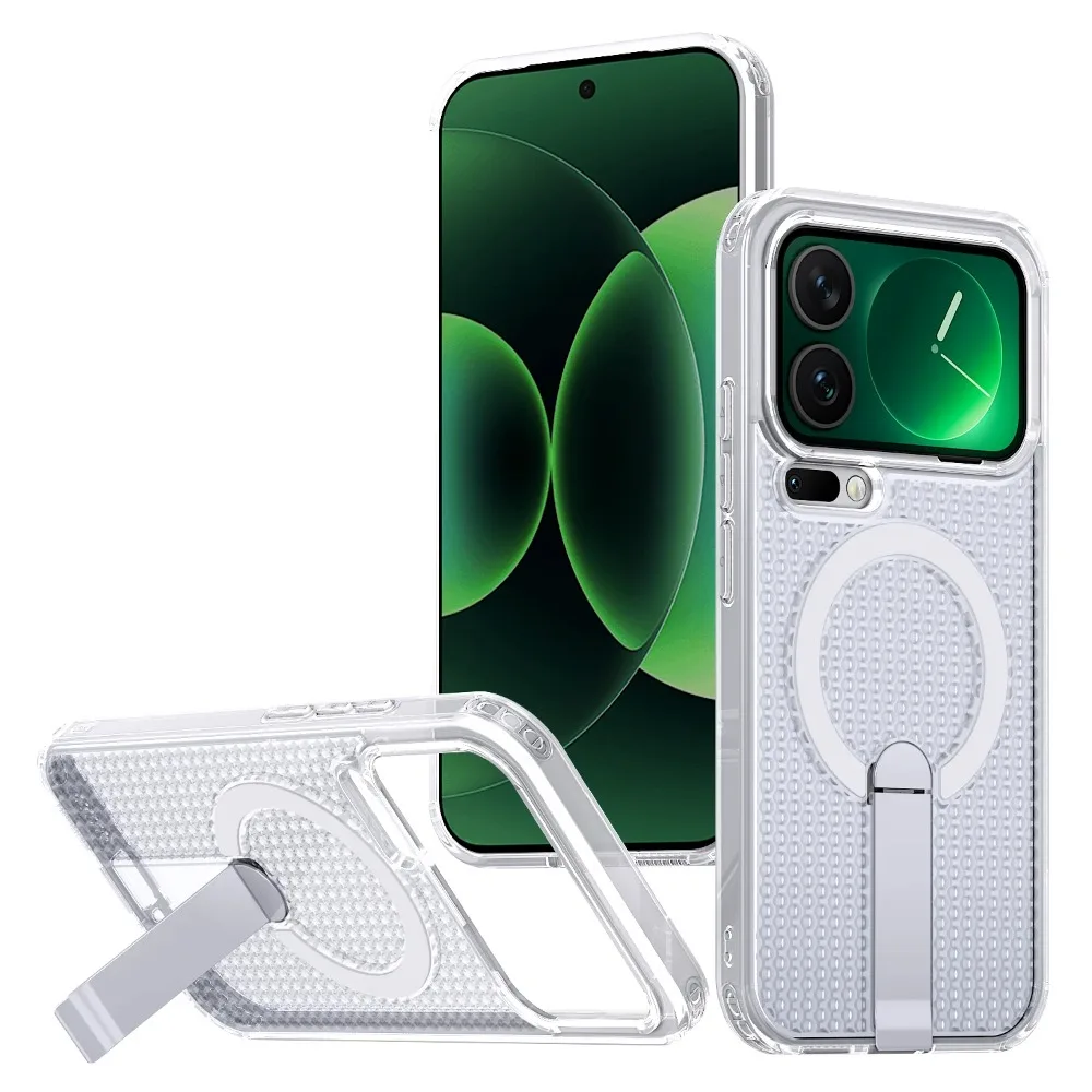 Clear PC Magnetic Case with Hidden Kickstand and Cooling Heat Dissipation - Shockproof Cover